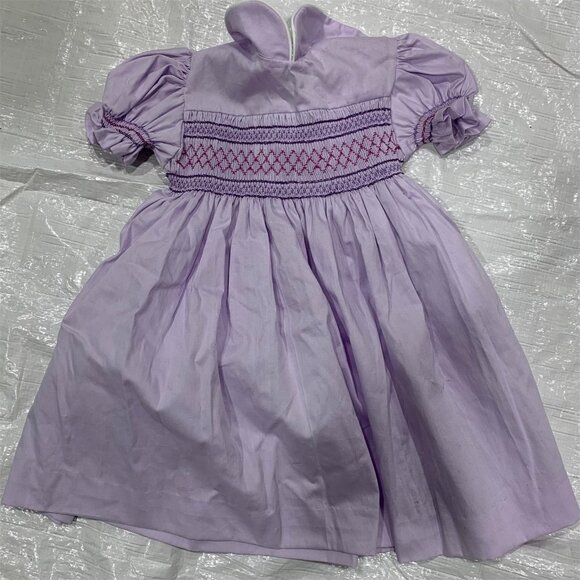 LIKE NEW Vintage 1950s BabyGirl Dress 12-18M? Purple Smocked Knee Length, Collar - Picture 1 of 2